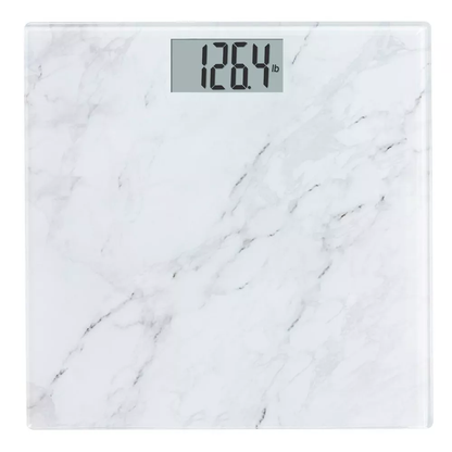 White Marble Pattern Tempered Glass Digital Bathroom Scale