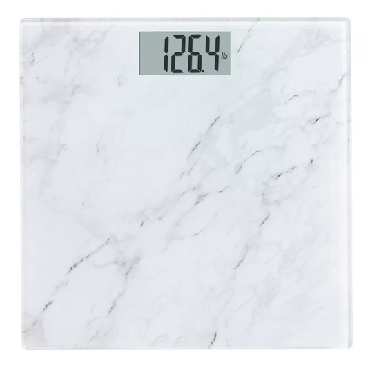 White Marble Pattern Tempered Glass Digital Bathroom Scale